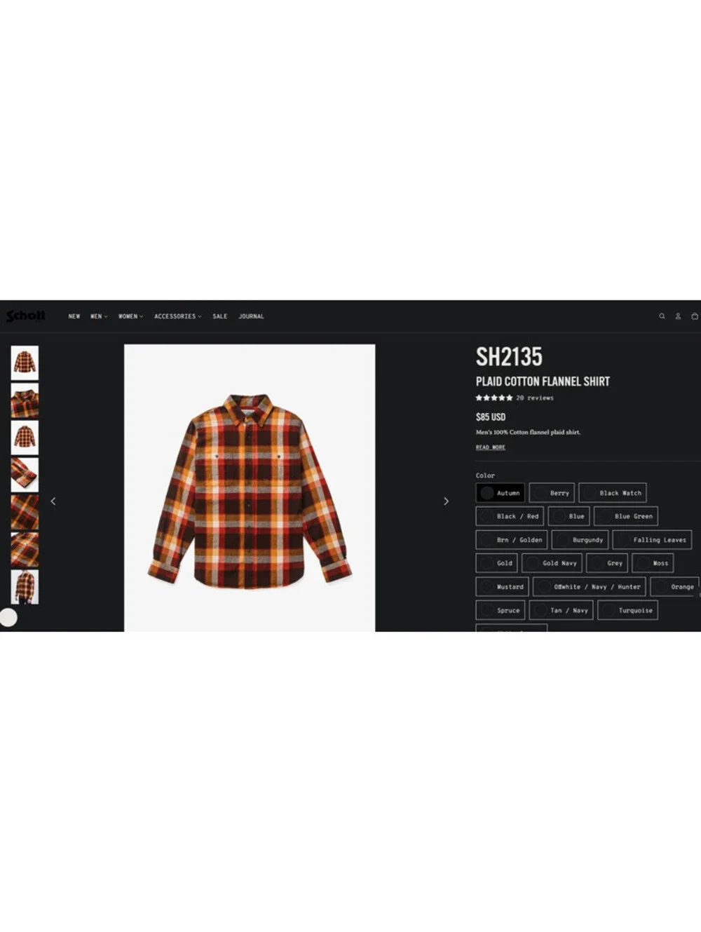 SCHOTT BROTHERS NYC SH2135 Plaid Cotton Flannel Shirt Men Large Heavyweight